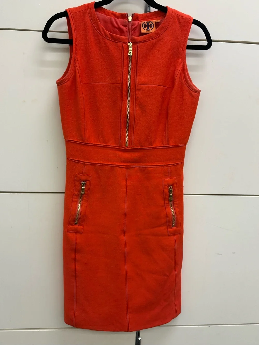 Tory Burch Mariel Orange Logo Midi Dress